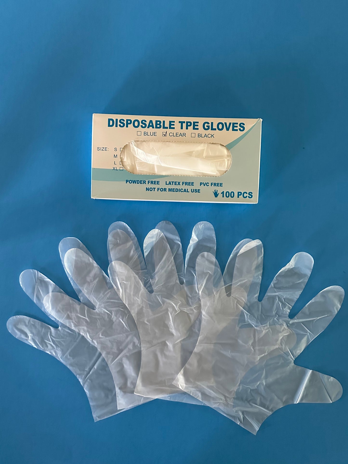 Disposable Gloves – Clear, Powder-Free, Latex-Free, PVC-Free (100 Pack)